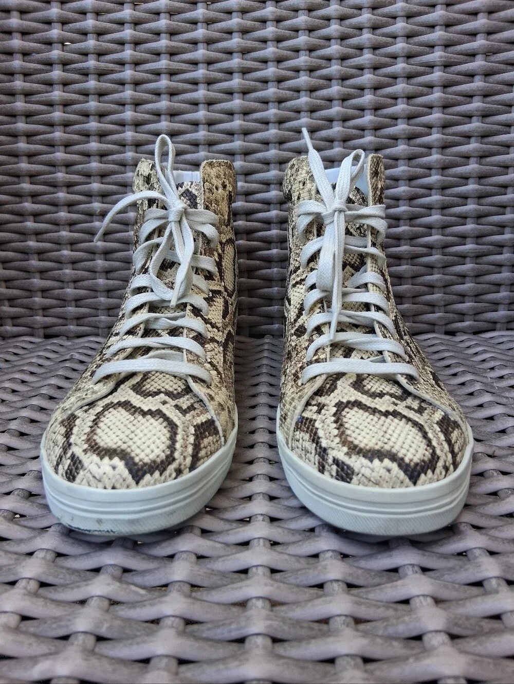 Freda Salvador High-Top Snake Print Sneakers - Neutral